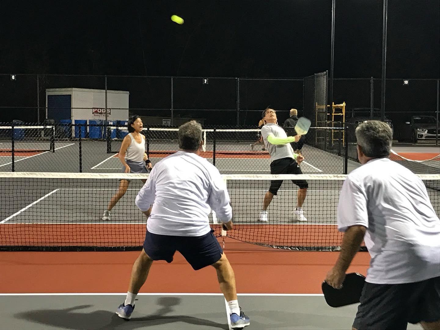 Doubles match under the lights